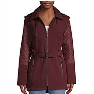 Michael Michael Kors Quilted Hooded Jacket Burgundy